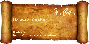 Hohner Csaba névjegykártya